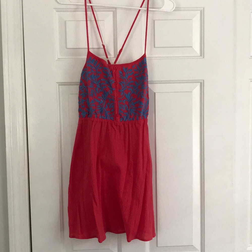 never worn- pink and blue patterned dress